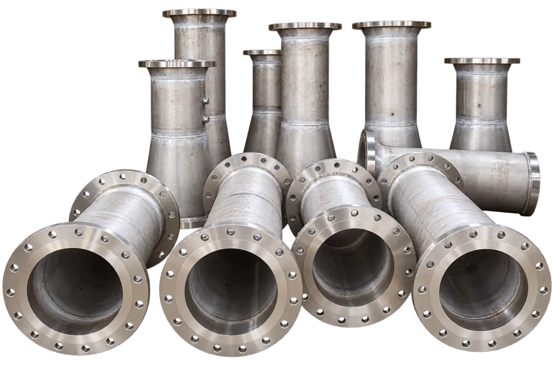Fabricated stainless-steel flanged pipe spools