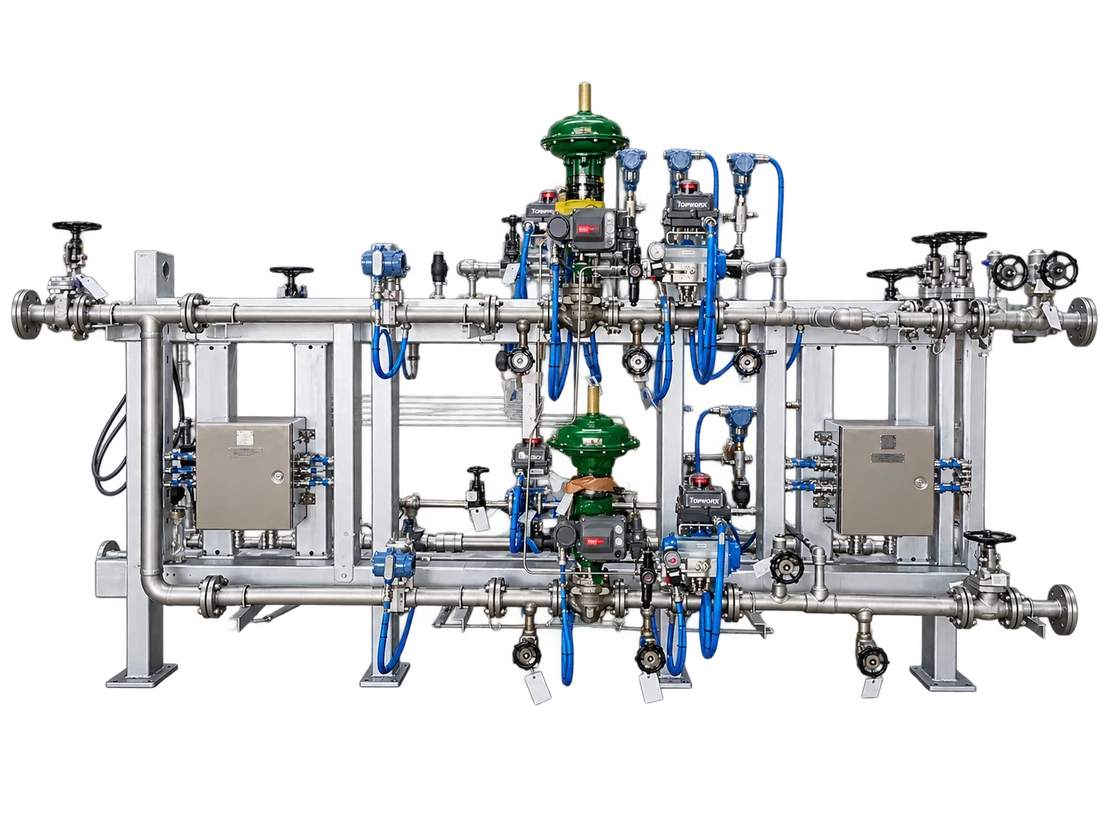Custom instrument skid with integrated control valves and transmitters