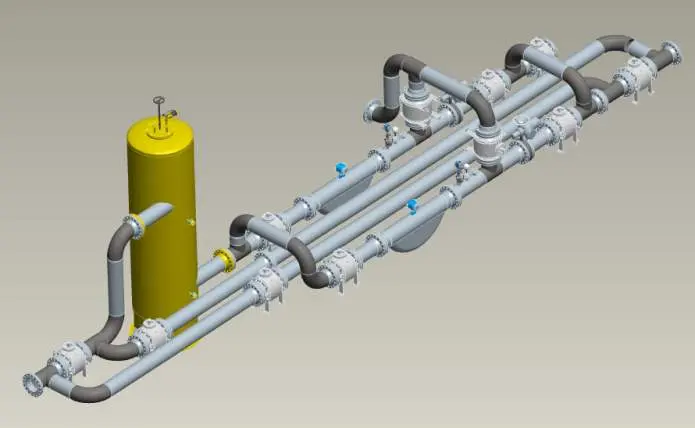 3D model of a bidirectional LPG marine metering skid