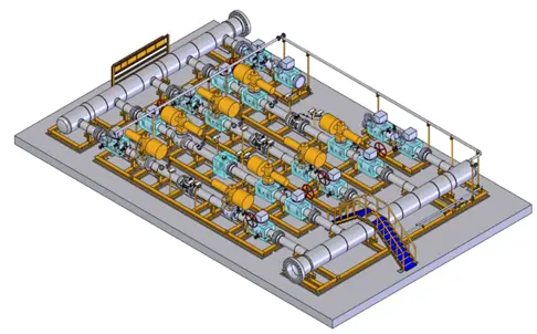 3D model of a multi-stream gas custody-transfer metering station