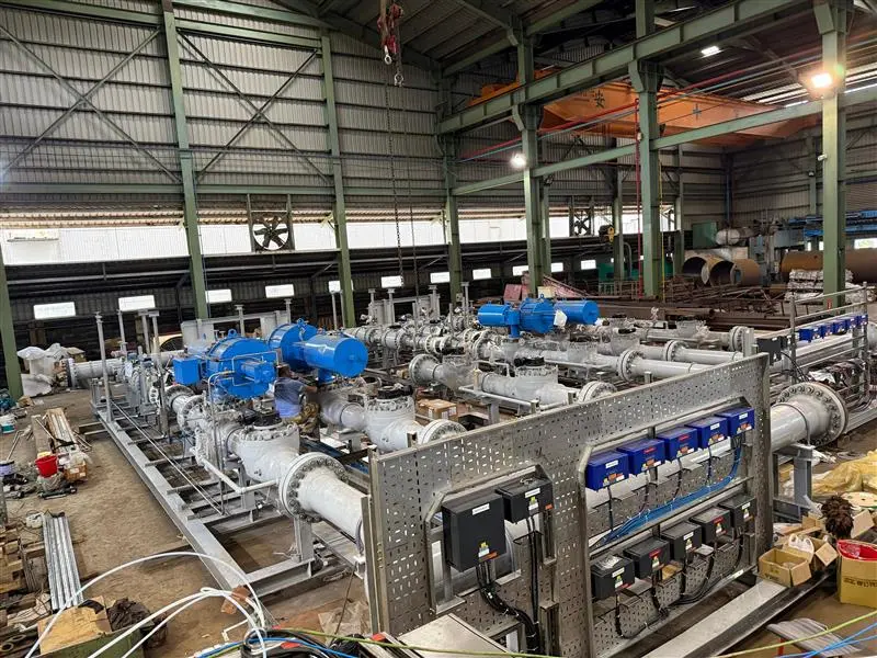LNG import terminal metering skid during fabrication
