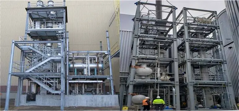 Two industrial methanol purification system installations
