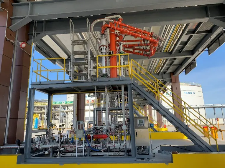 Elevated loading platform and metering skid