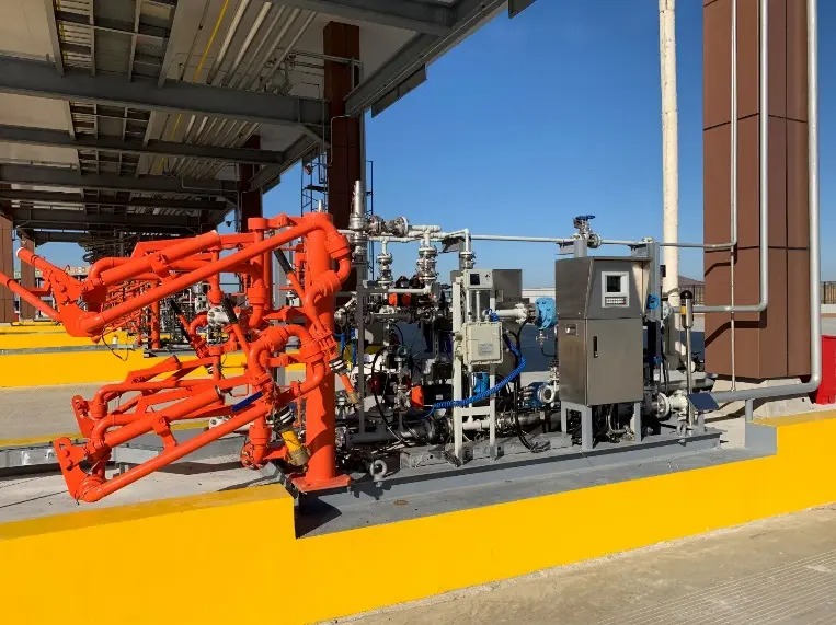 Truck loading skid with folded loading arms
