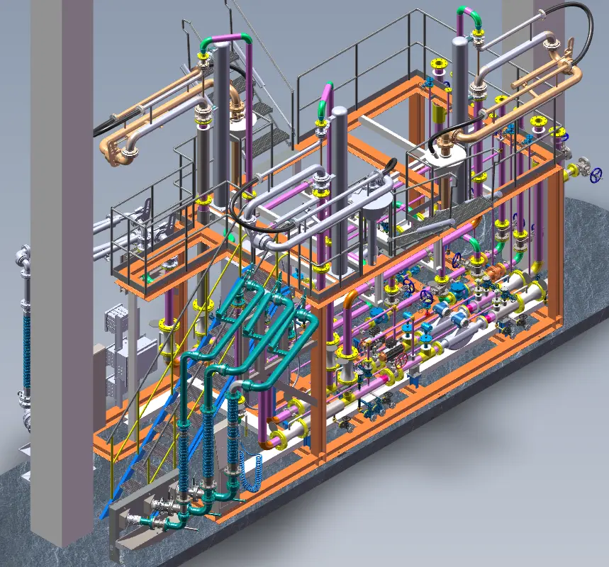 3D engineering model of a modular loading skid
