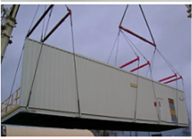 Completed electrical room lifted for transport