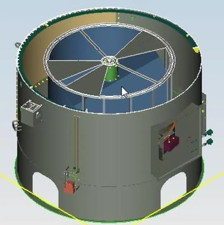Animated sequence showing the rotating distributor moving between segmented heat-exchanger beds